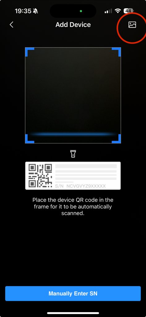Scanning QR Code in DMSS App